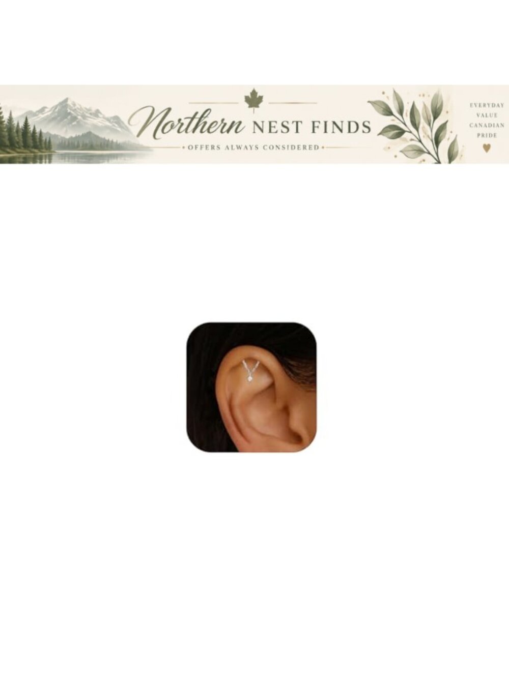 2Pc Hidden Helix CZ Drop Earrings Cartilage Studs Hypoallergenic